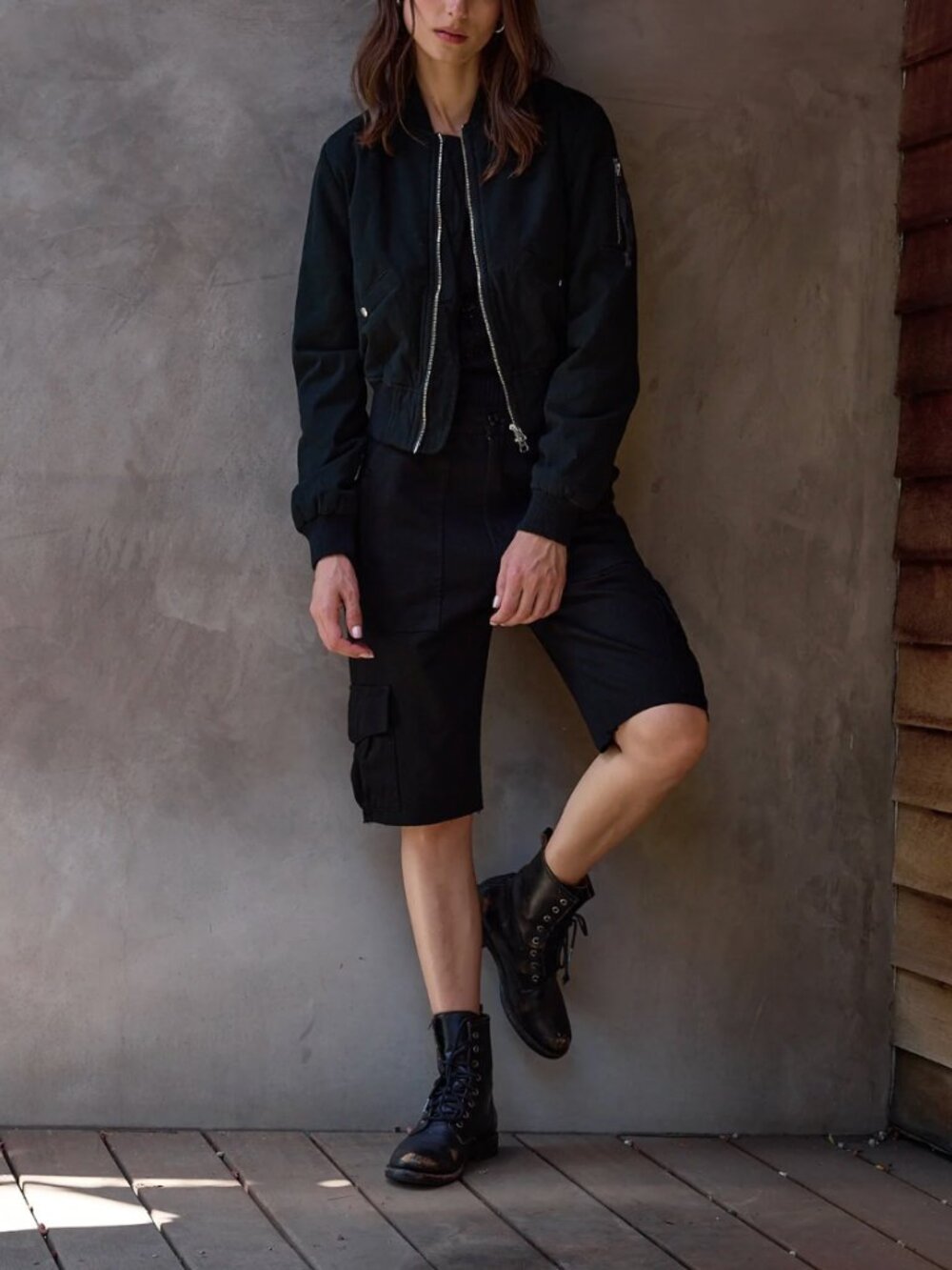 $398 NWT NSF Black Bomber Reyes Shrunken Quilted Cotton Jacket size Large